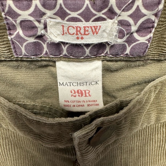 J. Crew Olive Green Matchstick Women Corduroy Pants - Picture 3 of 4